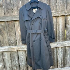 Vintage London Towne Trench Coat Men’s 38R Gray Double Breasted Removable Liner